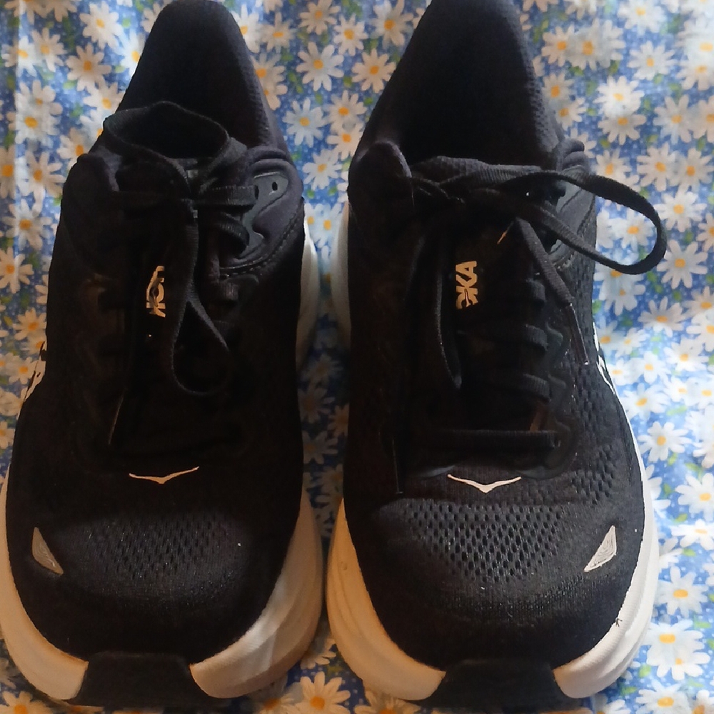 Hoka Black and White Athletic Shoes with Cushioned Sole